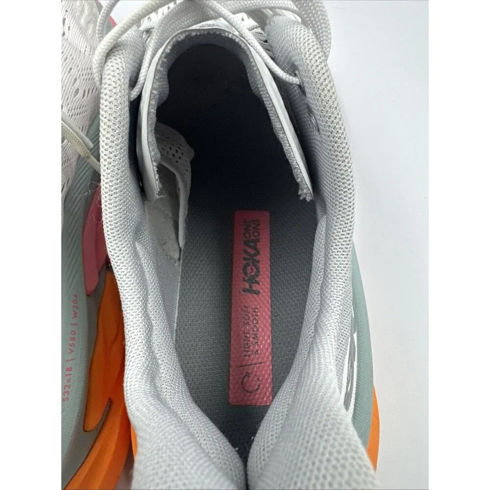 Hoka One One Women’s Clifton Edge Running Shoes Us10 Gray Pink Orange 1110511
